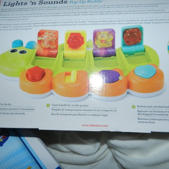 Infantino Baby Learning Fun Lights 'n Sounds Pop Up Buddy Toy BNIB🆕⌚📦🏃💨🚚 - Picture 10 of 16